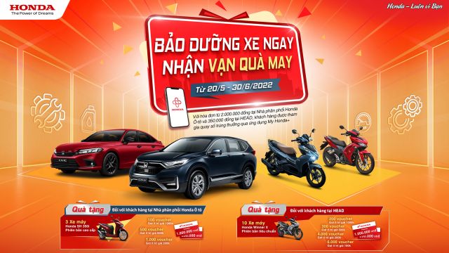 Trúng ngay SH350i với chương trình Quay số may mắn “ Bảo dưỡng xe ngay, nhận vạn quà may” 