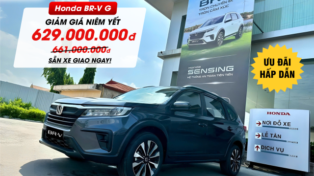 Honda BRV bản G giảm giá còn 629 triệu, ưu đãi hấp dẫn trong T12/2024