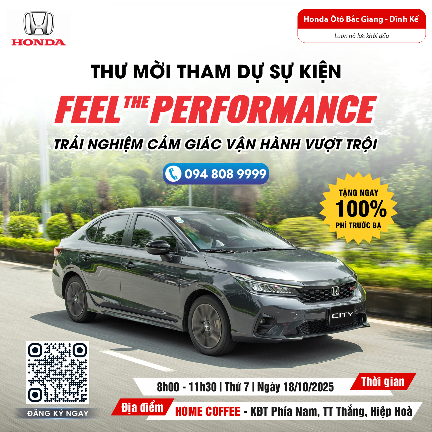 THƯ MỜI CHƯƠNG TRÌNH LÁI THỬ XE THÁNG 10/2025 | Feel The Performance | Honda Ôtô Bắc Giang